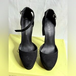 Cathy Jean Women’s Platform Black High Heels Ankle Strap Size 5 Stiletto 5”